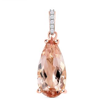 AA Morganit und wei&szlig;er Diamant-Anh&auml;nger, 375 Ros&eacute;gold ca. 3.91 ct