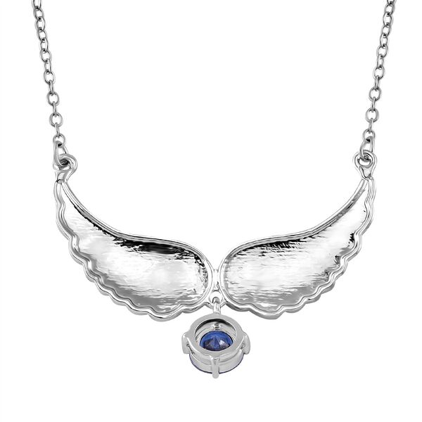 Tansanit-Farbe Zirkonia und Kristall Halskette, 52+5cm image number 4