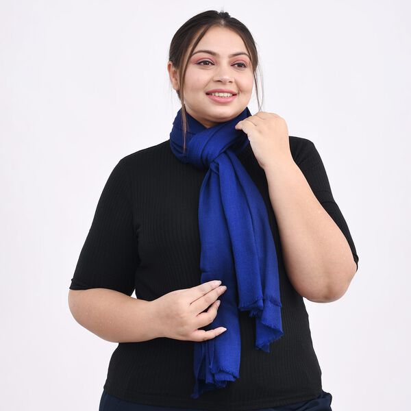 LA MAREY - 100% Kaschmirwolle superweicher Schal, Gr&ouml;&szlig;e 70x190 cm, Dunkelblau