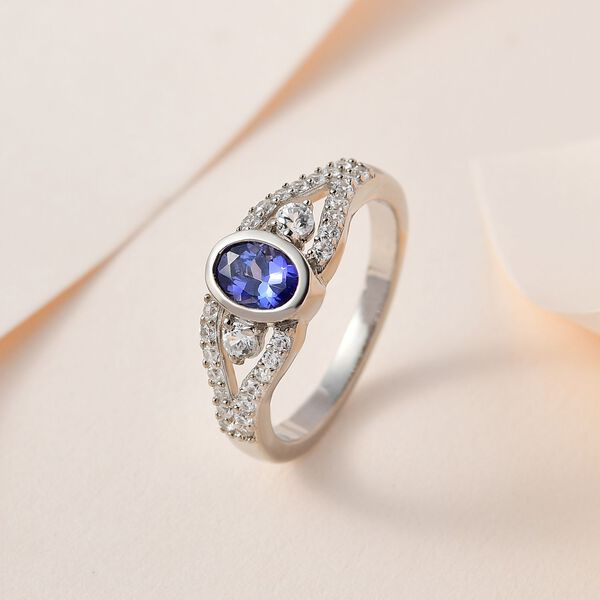 AAA Tansanit und Zirkon Ring - 1,20 ct. image number 2