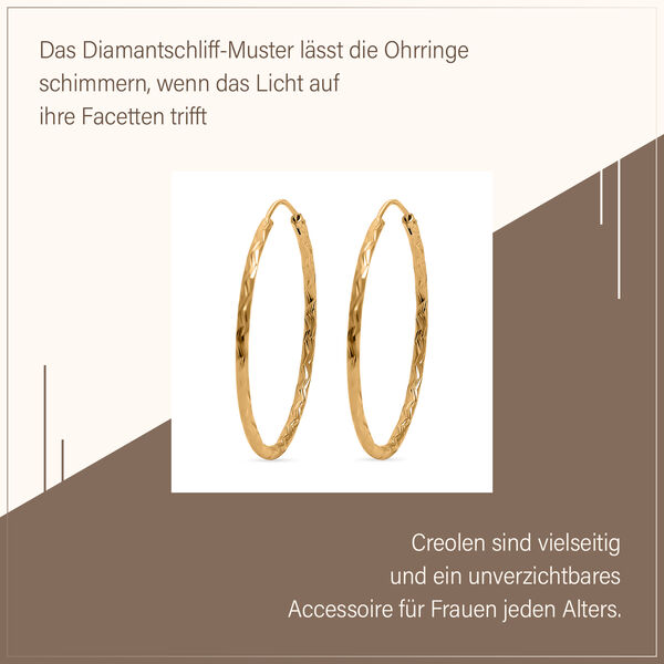 Glitter Diamantschliff Creolen in vergoldetem Silber image number 7