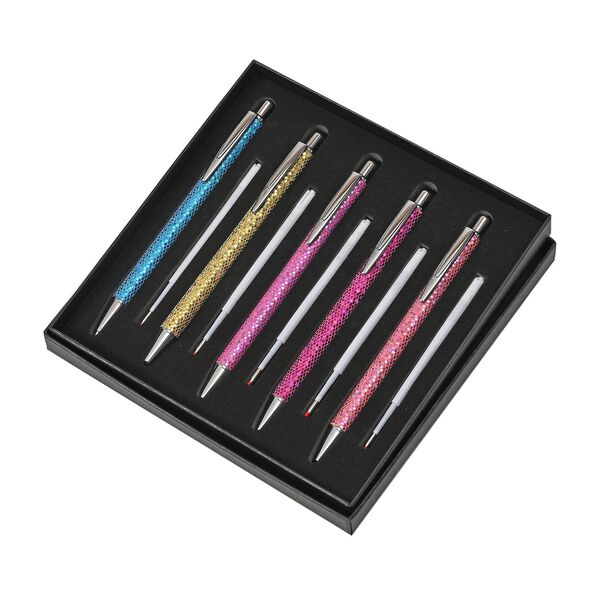 Pailletten-Kugelschreiber Set, 5er-Pack, Bunt, inkl. 5 Ersatzminen image number 8