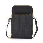 Designer-Umhängetasche mit Kartenfächern und RFID-Schutz und verstellbarem Riemen, 18 x 11 x 8 cm, Schwarz