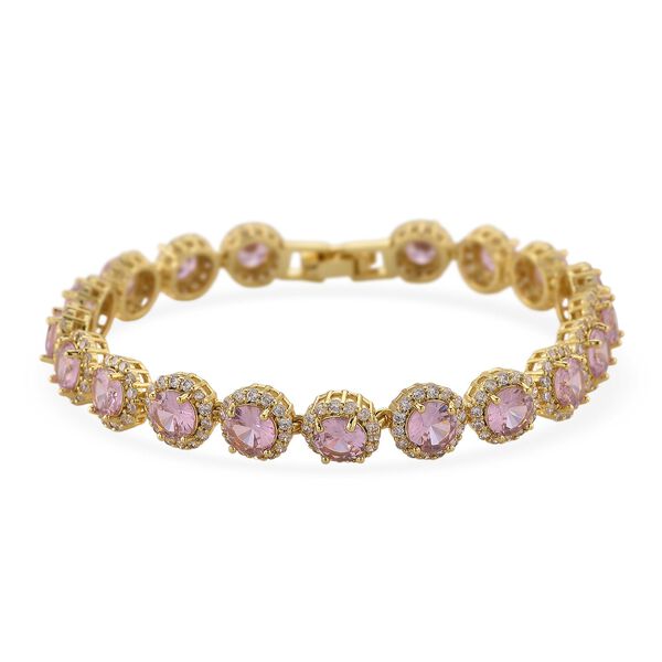 Rosa und wei&szlig;es Zirkonia 19cm Armband