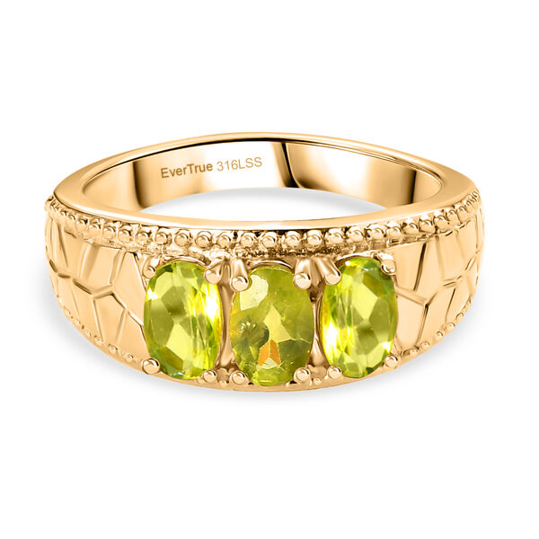 Peridot Ring 316L Edelstahl vergoldet (Gr&ouml;&szlig;e 18.00) ca. 1.52 ct