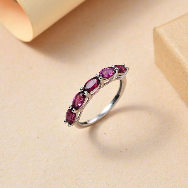 Natürlicher Rhodolith Granat Ring 925 Silber platiniert (Größe 20.00) ca. 1.46 ct image number 2
