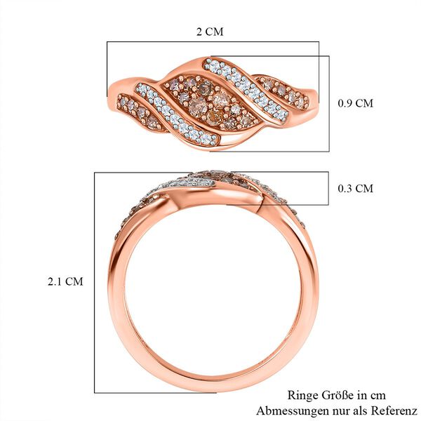 Natürlicher Champagner und weißer Diamant-Ring - 0,33 ct. image number 6
