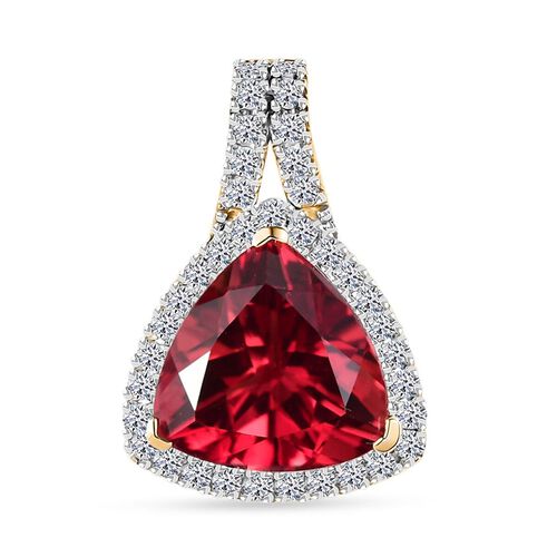 LUXURIANT DIAMOND- zertifiziert und geprüft AAA Labor Padparadscha Saphir und Labor Diamant Anhänger in 417 Gold - 3,87 ct. image number 0