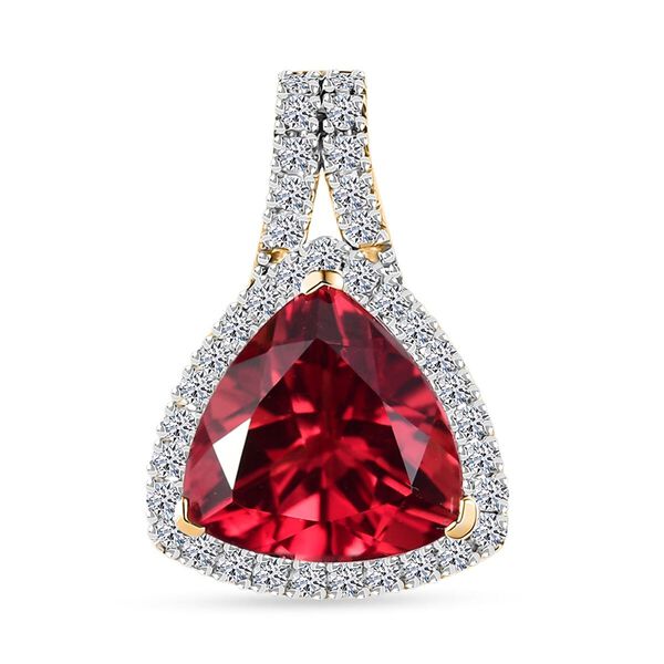 LUXURIANT DIAMOND- zertifiziert und geprüft AAA Labor Padparadscha Saphir und Labor Diamant Anhänger in 417 Gold - 3,87 ct. image number 0