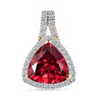 AAA Lab Created Padparadscha-Saphir, Lab Grown Diamant Anhänger 417 Gold ca. 3,87 ct.