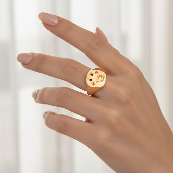 GP Celestial Kollektion- Citrin, schwarzer Spinell, Feueropal und blauer Saphir Ring, 925 Silber vergoldet - 0,59 ct. image number 4