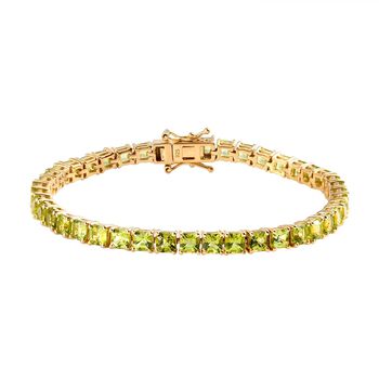 Nat&uuml;rliches Peridot Armband, ca. 19 cm, 925 Silber vergoldet ca. 14,68 ct