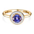 AAA Tansanit, Weißer Diamant Ring 585 Gold (Größe 18.00) ca. 1,13 ct