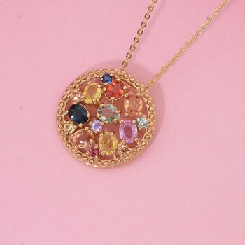 Mehrfarbiger Saphir Anh&auml;nger mit 50cm Kette - 2,11 ct.