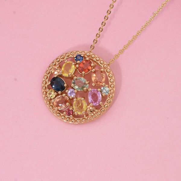 Mehrfarbiger Saphir Anh&auml;nger mit 50cm Kette - 2,11 ct. image number 2