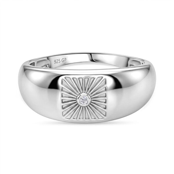 GP - Wei&szlig;er Diamant, Kanchanaburi Blauer Saphir Ring 925 Silber rhodiniert (Gr&ouml;&szlig;e 21.00)