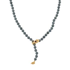 D'Joy Natürlicher Olmek Jadeit, Roter Granat Halskette ca. 50 cm + 5 cm Extender, 925 Silber vergoldet