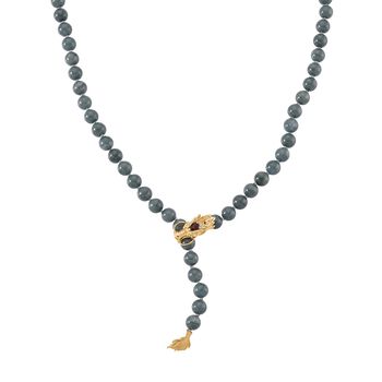 D'Joy Nat&uuml;rlicher Olmek Jadeit, Roter Granat Halskette ca. 50 cm + 5 cm Extender, 925 Silber vergoldet