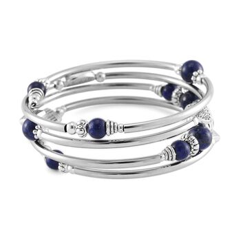 Flexibles und schwarz oxidiertes Lapislazuli Armband - 40 ct.