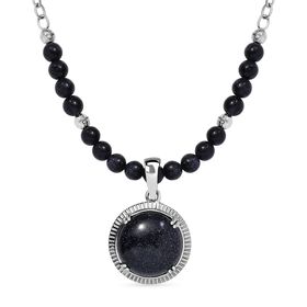 Blaue Sandstein Halskette, 50 cm - 43,28 ct.