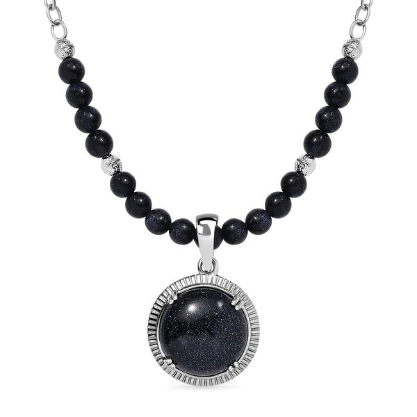 Blaue Sandstein Halskette, 50 cm - 43,28 ct. image number 0