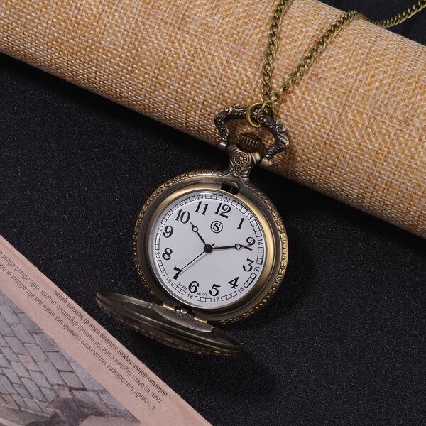 STRADA Rehmuster Antikbronze-Taschenuhr - mit japanischem PC21S-Uhrwerk und wasserresistenter 78 cm ca. 47,00g image number 3