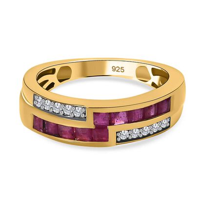 Afrikanischer Rubin (Fissure gefüllt) und Zirkon-Ring - 1,11 ct.