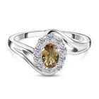 AA Natürlicher goldener Tansanit und weißer Zirkon-Ring, 925 Silber platiniert (Größe 17.00) ca. 0,98 ct
