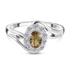 AA Natürlicher, goldener Tansanit und Zirkon-Bypass-Halo-Ring, 925 Silber platiniert, 0,98 ct. image number 0