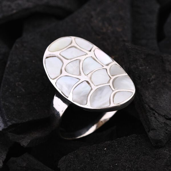 Perlmutt Ringe 925 Silber (Gr&ouml;&szlig;e 16.00) image number 1