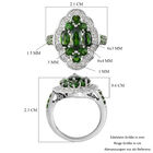 Russischer Diopsid und Zirkon Cluster Ring 925 Silber Platin-Überzug image number 5