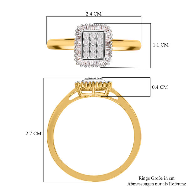 Wei&szlig;er Diamant P Ring, 925 Silber Gelbgold Vermeil (Gr&ouml;&szlig;e 18.00) ca. 0.33 ct image number 6