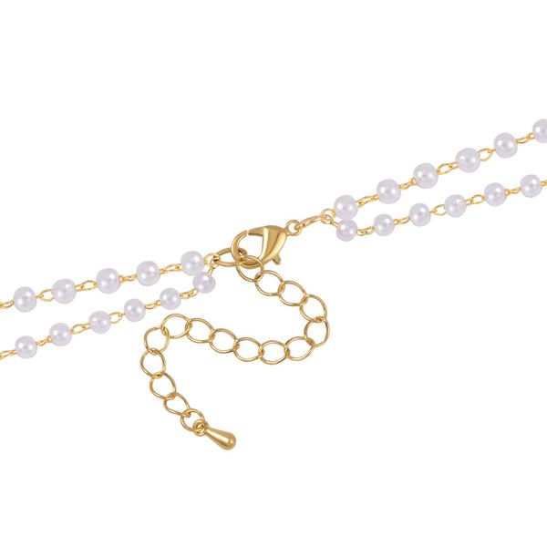 Kunststoff Perle, Weißer Kristall Halskette ca. 75 cm Messing image number 4