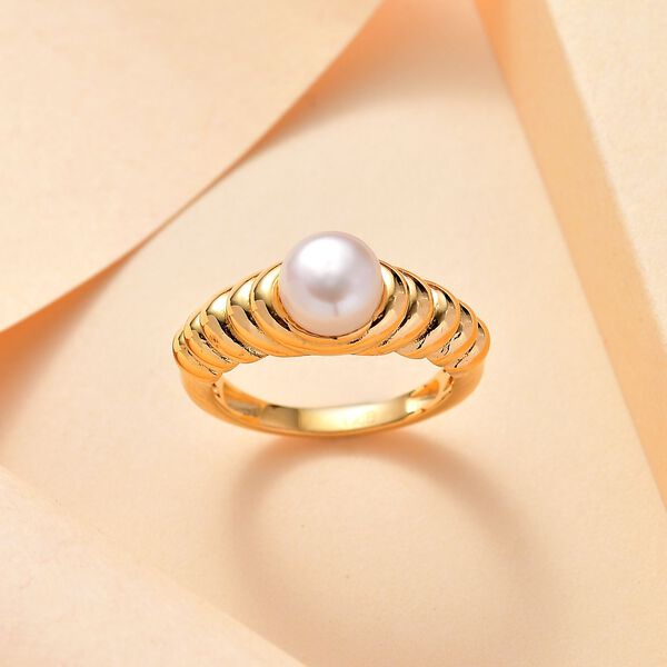 S&uuml;&szlig;wasser Perle Ring, (Gr&ouml;&szlig;e 20.00), goldfarben image number 1