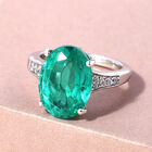 Smaragd-Triplett-Quarz und weißer Zirkon-Ring, 925 Silber platiniert  ca. 6,79 ct image number 1
