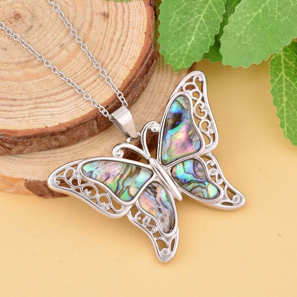 Abalone Muschel Anhänger mit Kette, Edelstahl, ca. 5.00 ct image number 3