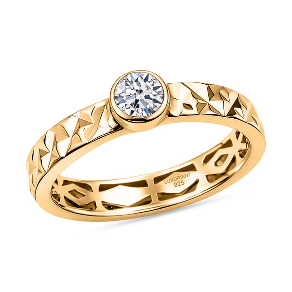 LUXURIANT SI-GH Labor Diamant Ring, 925 Silber 750 Gelbgold Vermeil - 0,25 ct. image number 4