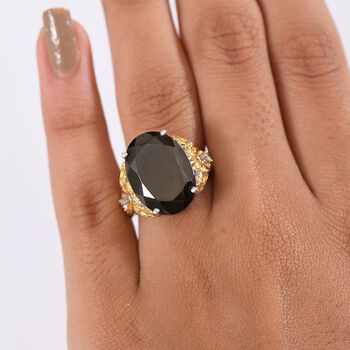 Elite Shungit, Wei&szlig;er Zirkon Ring Nickelfreies Messing (Gr&ouml;&szlig;e 18.00) ca. 6,22 ct