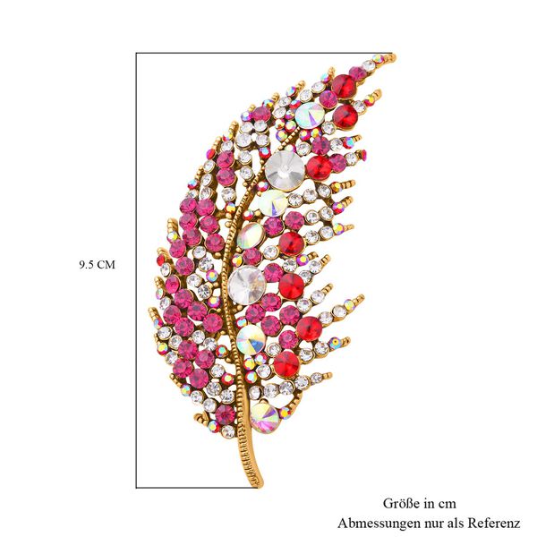Dunkelrosa Feder-Kristallbrosche image number 3