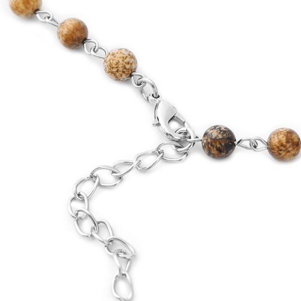 Rosa Jaspis Halskette, ca. 45+5 cm, silberfarben ca. 77,00 ct image number 5