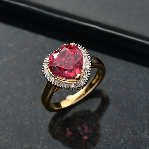 D'Joy Lab Created Padparadscha-Saphir, Weißer Topas Ring 925 Silber rhodiniert (Größe 17.00) ca. 11,28 ct image number 1