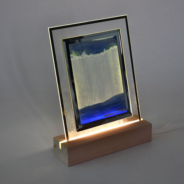 USB-Sandmalerei Nachtlicht mit h&ouml;lzerner Basis, 15x4.5x2 cm