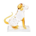 Dekorative Kristallglas Hunde-Figur auf quadratischem Ständer, 12x12x6 cm, Gelb image number 3
