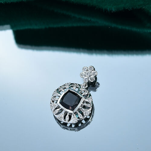 Alexandrit Quarz Triplette, Weißer Zirkon Anhänger 925 Silber rhodiniert ca. 2,92 ct. image number 1