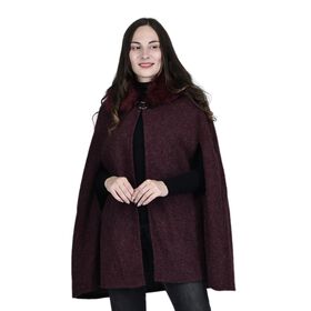 TAMSY - Kunstfell Cape, Einheitsgröße Burgunderrot