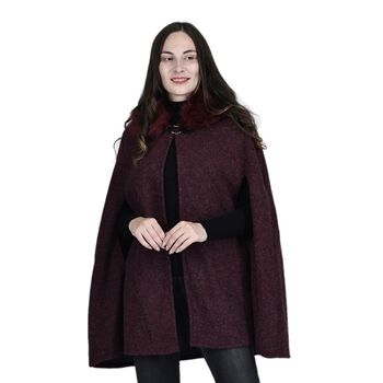 TAMSY - Kunstfell Cape, Einheitsgr&ouml;&szlig;e Burgunderrot