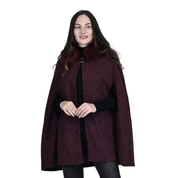 TAMSY - Kunstfell Cape, Einheitsgr&ouml;&szlig;e Burgunderrot image number 4