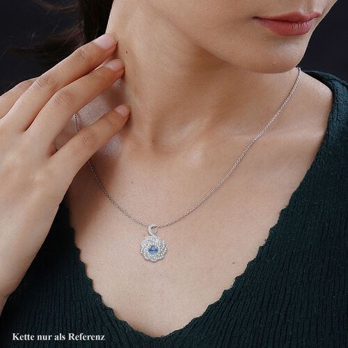 AA Blauer Zirkon, Weißer Zirkon Anhänger 925 Silber rhodiniert ca. 1.49 ct image number 1
