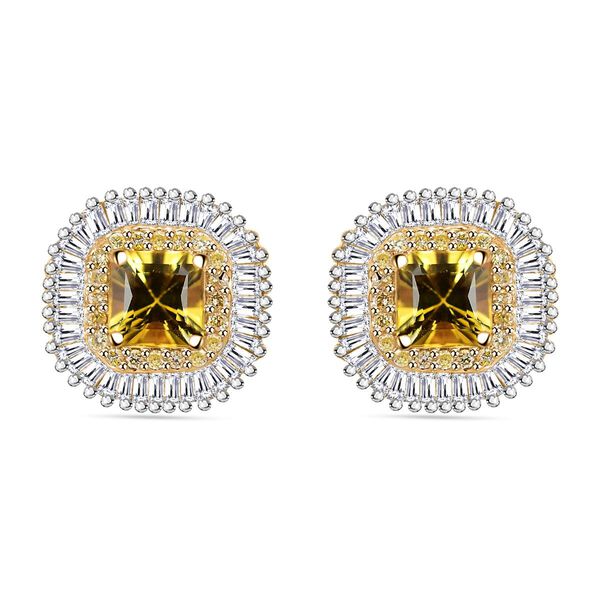 Zertifiziert und geprüft AAA gelbe Saphir, gelbe und weiße Diamant Ohrringe in 585 Gold - 2,44 ct. image number 0
