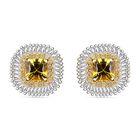 AAA Gelber Saphir, Weißer Diamant Ohrringe 585 Gold ca. 2,44 ct.